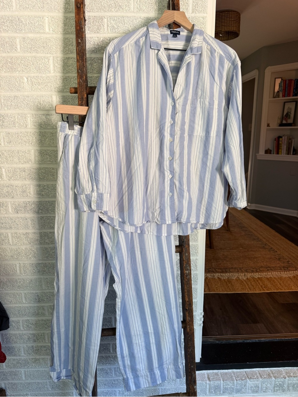 GAP Blue and White Striped Cotton Pajama Set